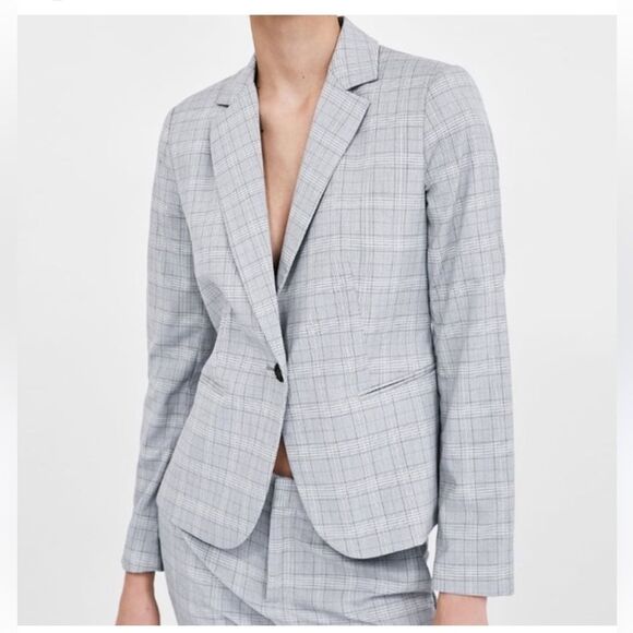 Zara Women’s Blazer with Classic Check Pattern Size 4 - Picture 1 of 7